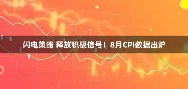 闪电策略 释放积极信号！8月CPI数据出炉